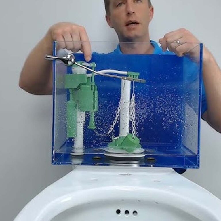 Demonstration of Aqua Mizer flush system saving water in a Colorado toilet
